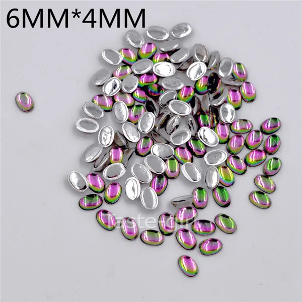 length 6MM 100 штук Овальные Плоские задники 3d блестящие украшения драгоценный камень дизайн ногтей ювелирные изделия аксессуары инструменты маникюрные принадлежности DIY - Цвет: length 6MM