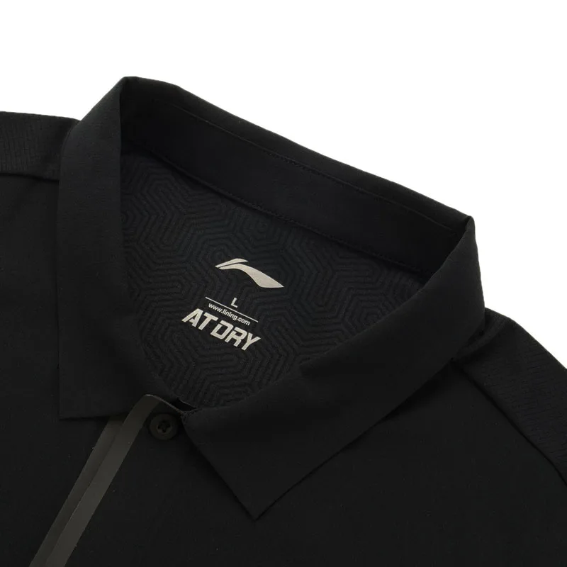 Li Ning мужские тренировочные футболки поло с коротким рукавом 86% полиэстер 14%