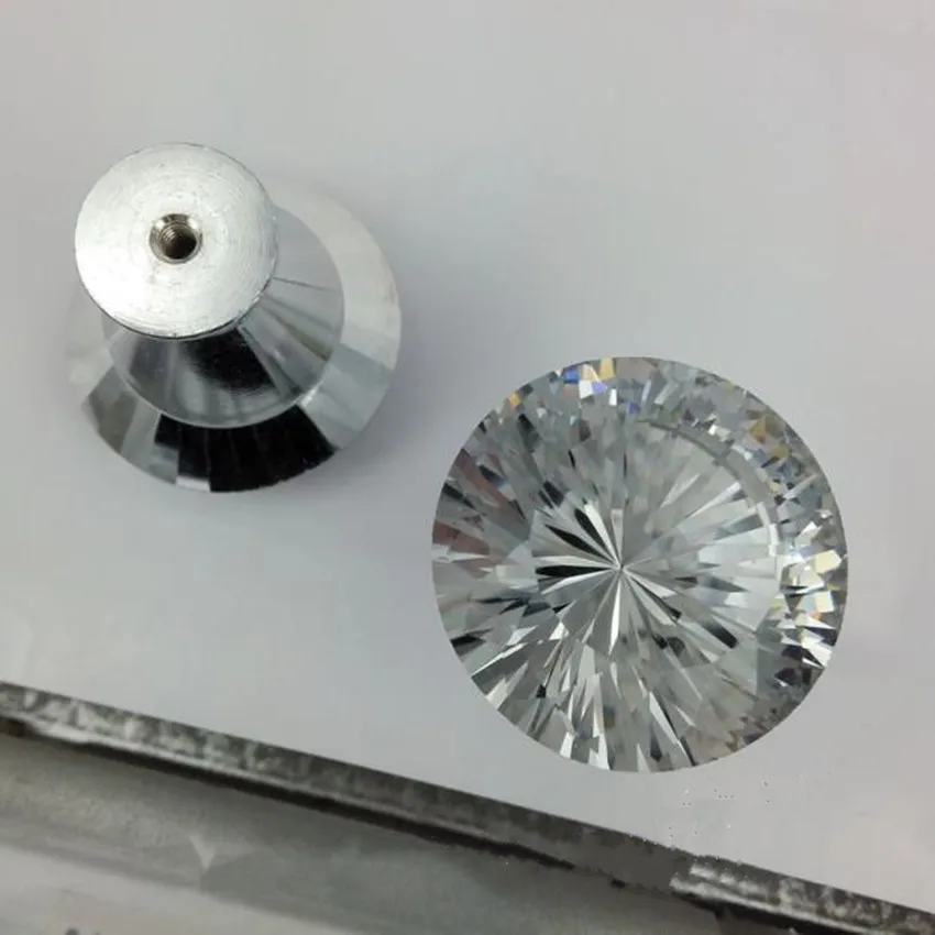 40 мм Стразы дверные ручки для шкафа ящика из хромированного серебристого стекла