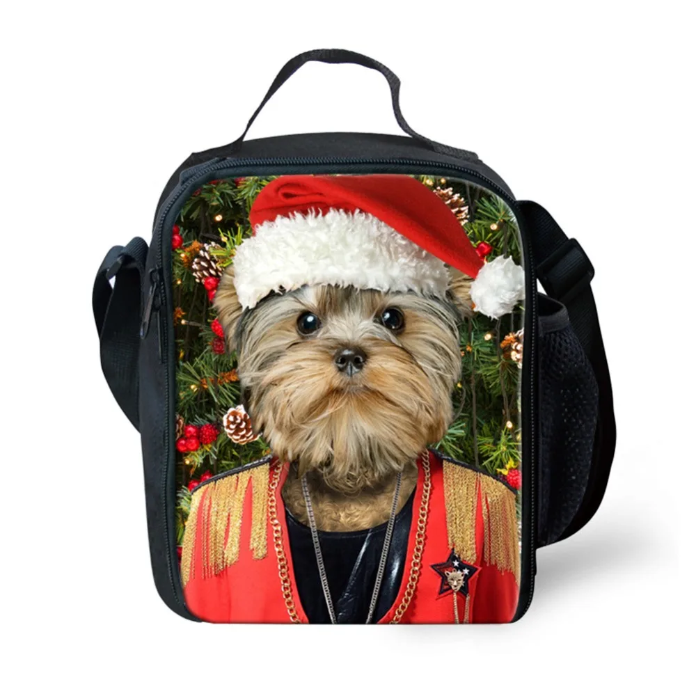 THINK Christmas Dog Cute для студенческой школы Lunchbox сумка холодильник Изолированная