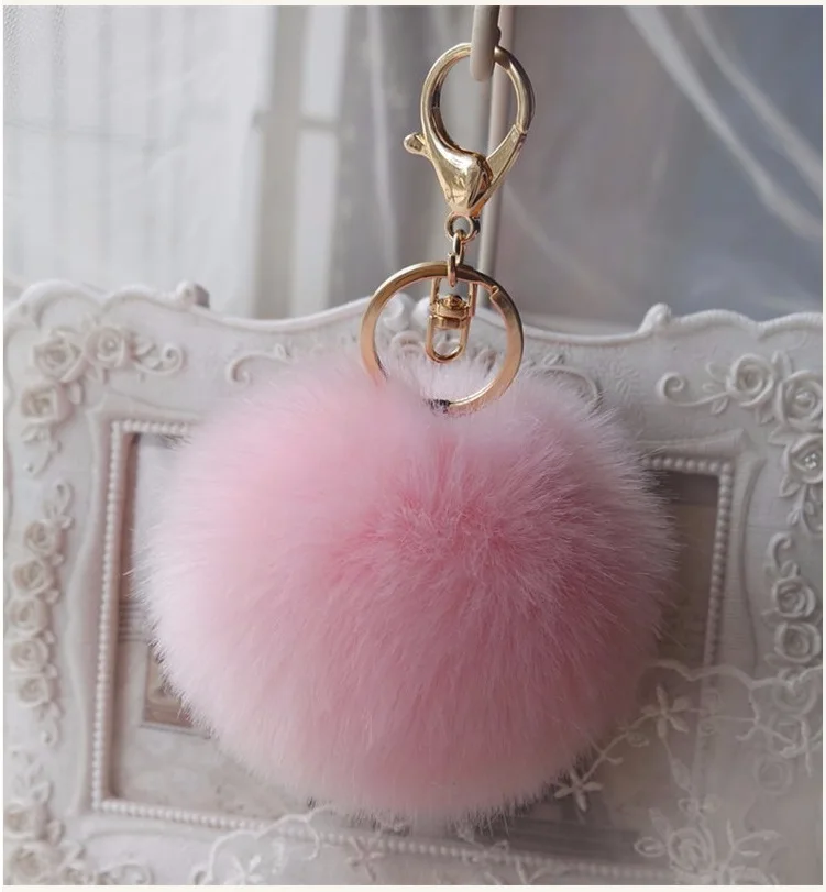 8 см брелок с шариком из искусственного кроличьего меха Золотой Серебряный