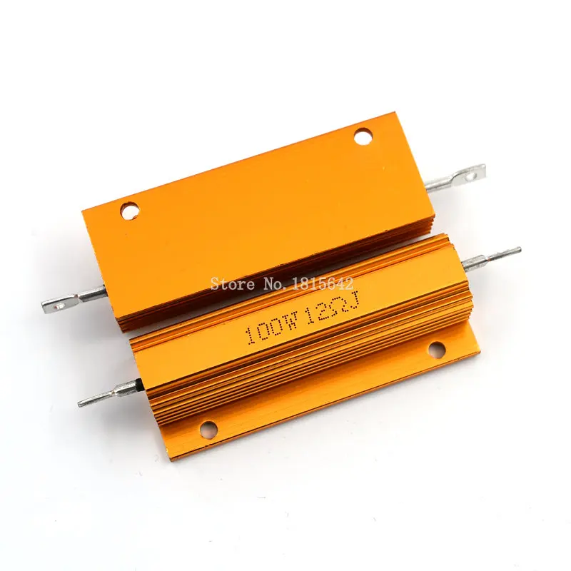 RX24 100 Вт 12R 12RJ металлический корпус алюминиевый Золотой резистор Высокая мощность теплоотвод Золотой теплоотвод резистор 100 Вт 12 Ом