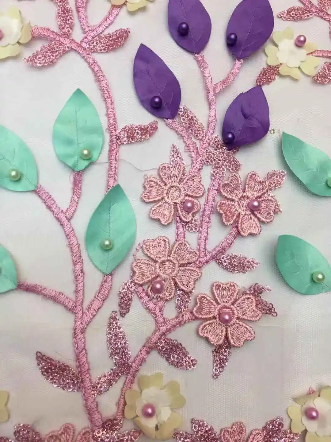 Красивая 3d кружевная ткань с бусинами свадебная Цветочная сетчатая африканская