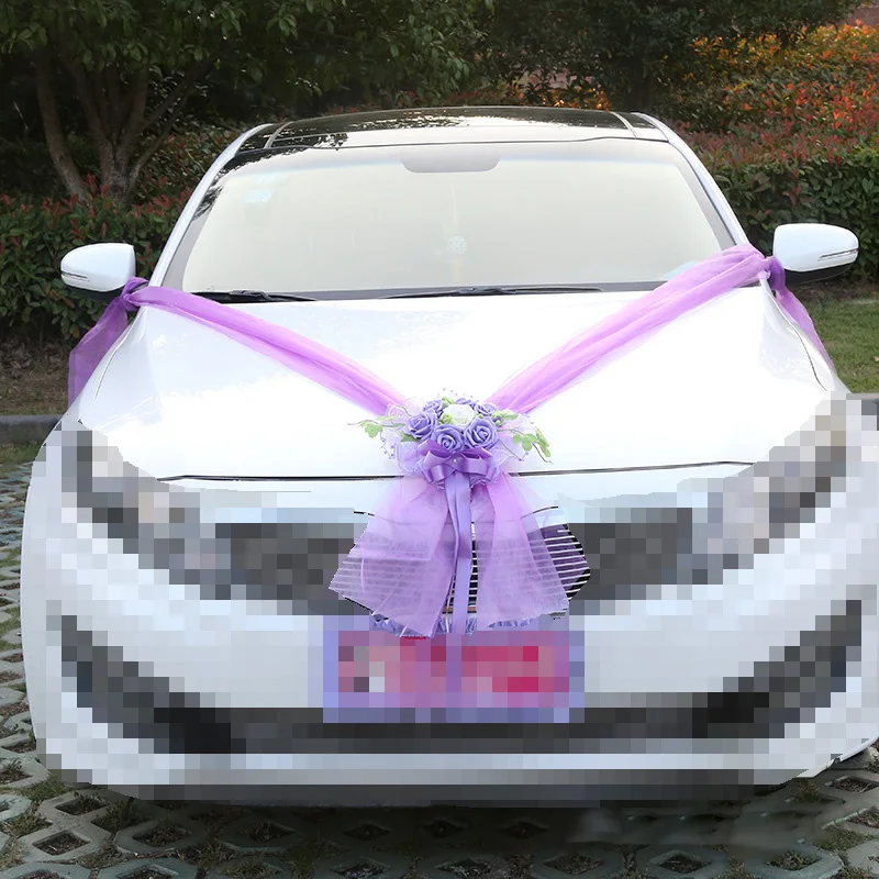

Wedding Car Decoration Artificial Flowers Fake Stamen Leaves Silk Flower Sets Pompoms Decoration Marriage Supplies Accessories