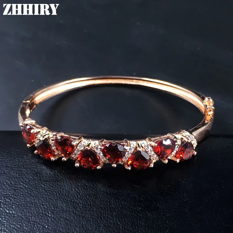 ZHHIRY натуральный гранатовый камень браслет из настоящего серебра 925 пробы женские