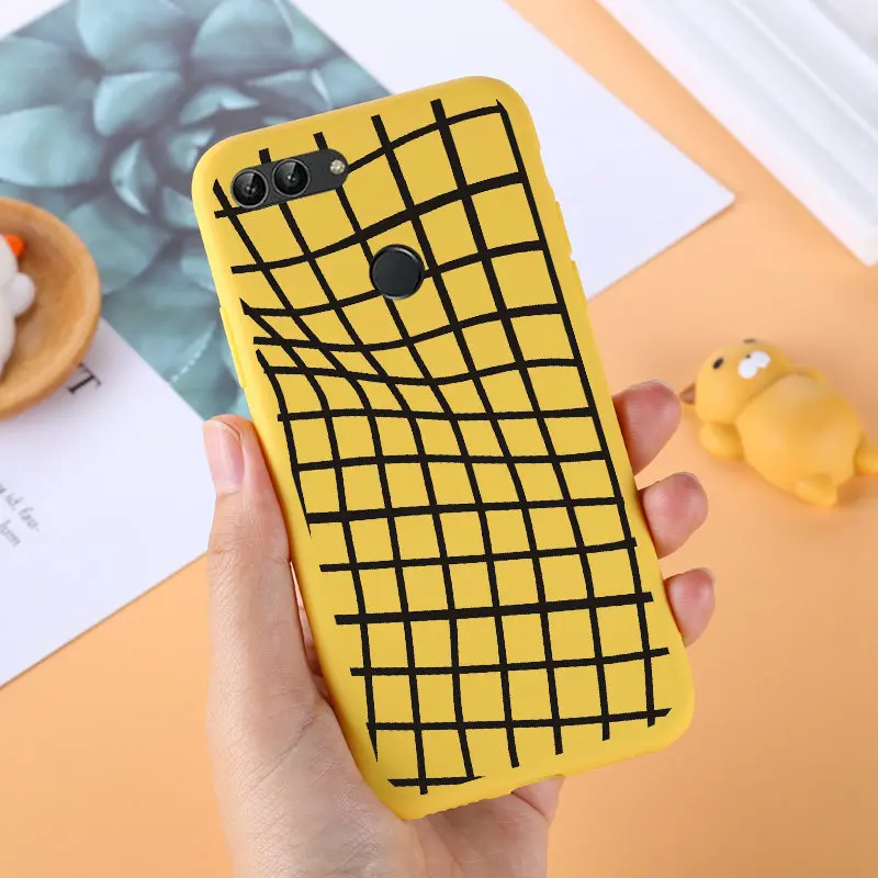 Case For Huawei P Smart TPU Soft Silicon Yellow Back Cover Phone Covers FIG-LX1 Enjoy 7S QUEEN Boss |