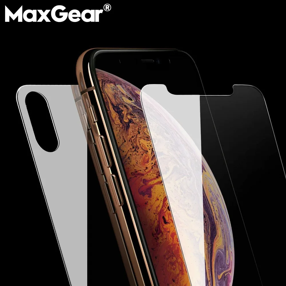 MaxGear HD Clear 9H Передняя Задняя закаленная стеклянная защита для экрана iPhone X XS Max XR 10 6S