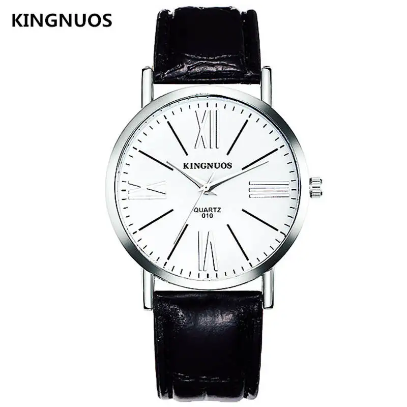 Мужские Роскошные Брендовые Часы KINGNUOS мужские кожаные Наручные часы