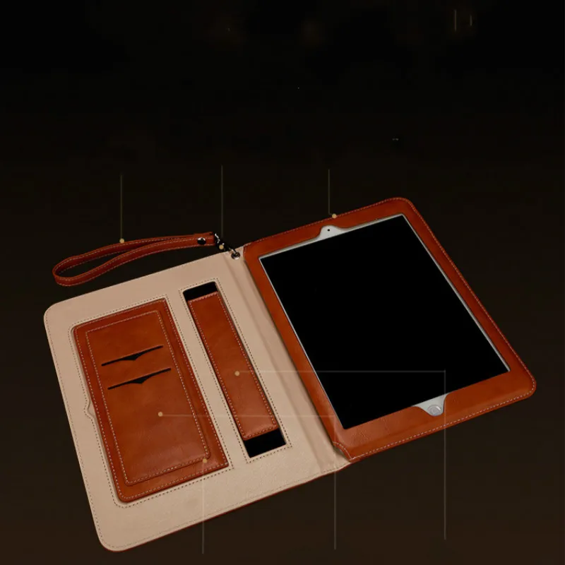 Планшет кожаный чехол для iPad Mini 1/2/3 Защита углов многоракурсный обзор с карманом