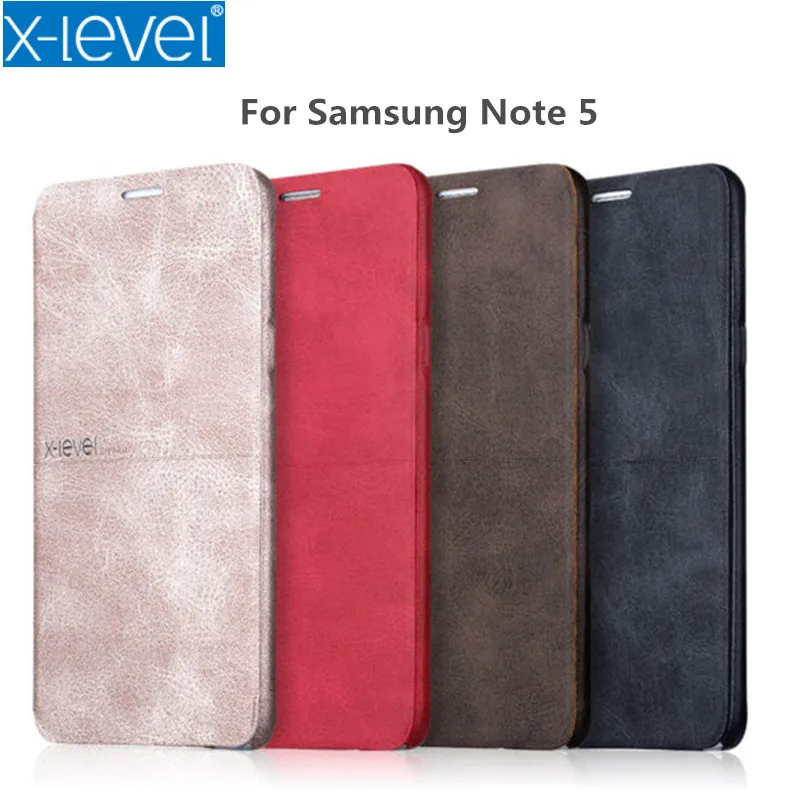 Note 5 флип кейс X Level Экстремальный чехол для телефона из искусственной кожи samsung