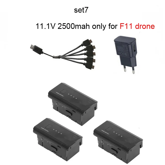 set8 Lamsam Li-po Аккумулятор 7,4 в 1200 мАч аккумулятор для SJ R/C Z5 11,1 В 2500 мАч F11 Дрон Режим высокой фиксации складной Радиоуправляемый квадрокоптер Дрон - Цвет: set8
