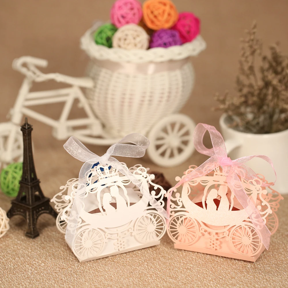 50 шт./компл. мини лазерная резка для свадьбы коробка конфет жемчужная бумага