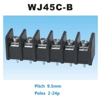 20pcs barrier screw terminal block pitch 9 5mm straight pin 2 3456p 45c b connector morsettiera 300v 25a 12awg