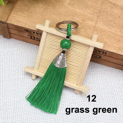 12 grass green Брелок с кисточками декоративный шелк DIY кисточка шелковая кисточка швейная ткань аксессуары бахрома отделка для DIY кулон кисточкой сумка Декор - Цвет: 12 grass green