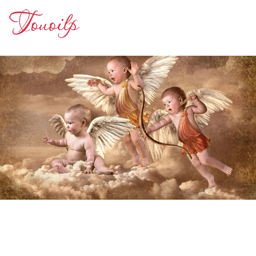 

TOUOILP 5D DIY Diamond Painting Full Square/Round Drill"Angel little boy"5d Embroidery Cross Stitch Mosaic Home Decor