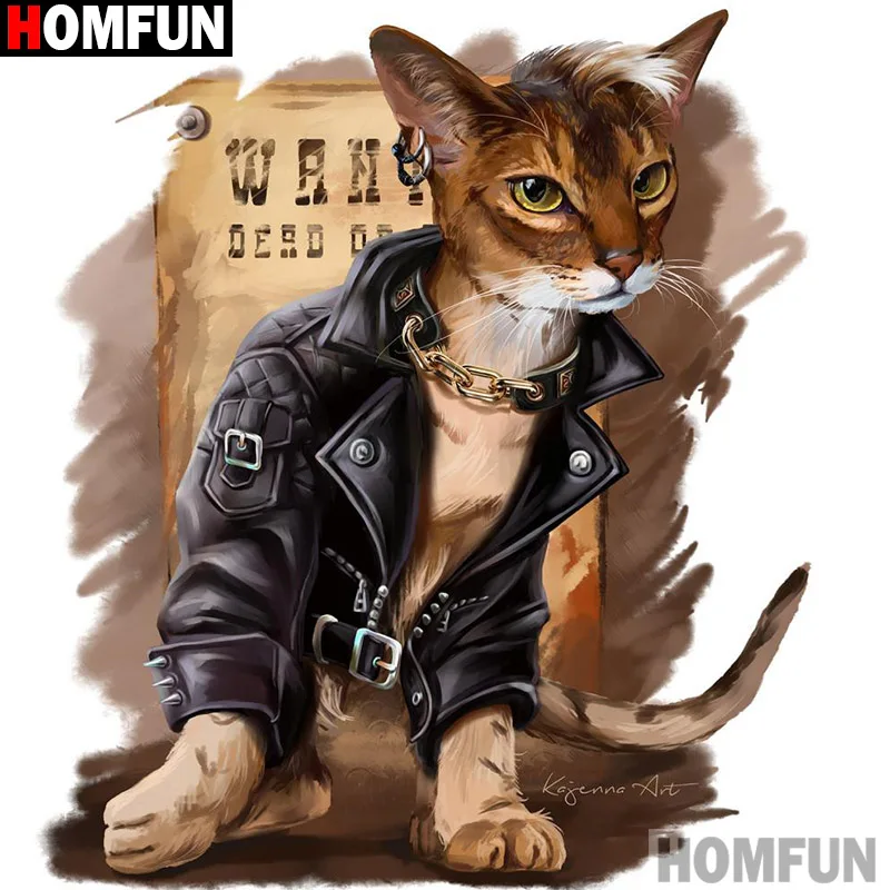 Алмазная живопись HOMFUN мультяшный кот картина с полными квадратными/круглыми