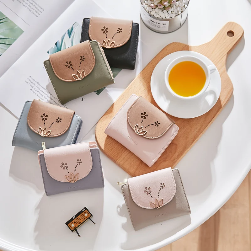Брендовый маленький кошелек, женский короткий милый кошелек, новинка, два сложения, многофункциональный кошелек для монет, женские модные кошельки, клатч Carteira