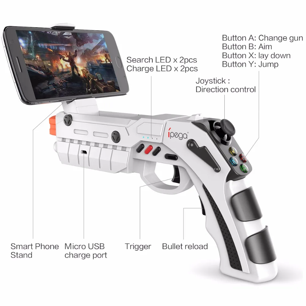 Moveski PG 9082 AR Gun Toy 3D Body Feeling Intelligence контроллеры Bluetooth Game Handle для Android iOS iPhone|controle game