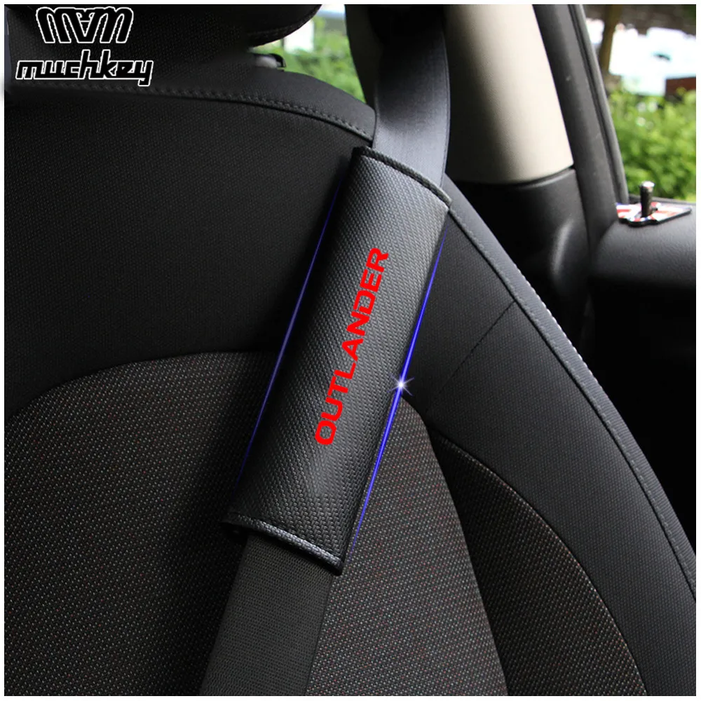 

For Mitsubishi Outlander Car Seat Belt Shoulder Strap Protect Pads Cover No Slip No Rubbing Soft Comfort 2Pcs Red Blue White