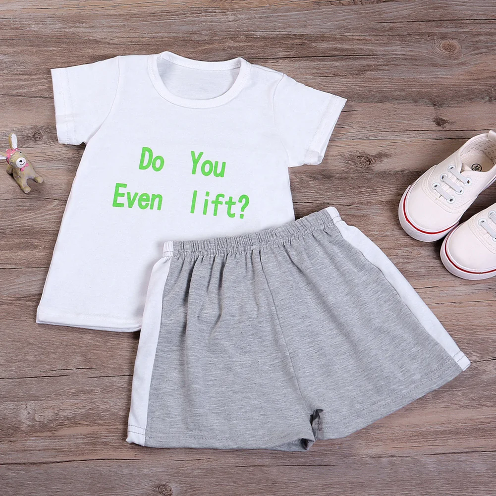 2 шт./компл. комплект одежды для малышей белая футболка с буквенным принтом