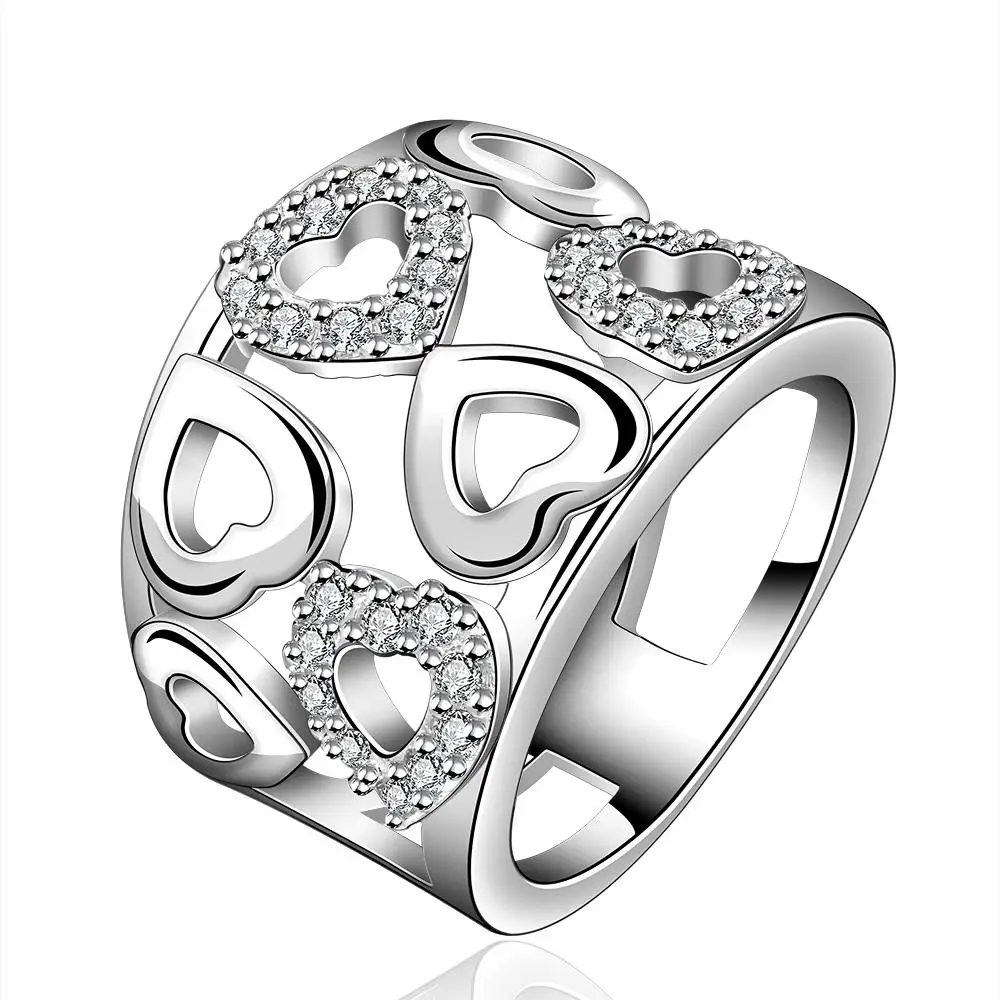 Женское и мужское кольцо с фианитом Ширина 17 мм|cubic zircon|heart ringring silver |