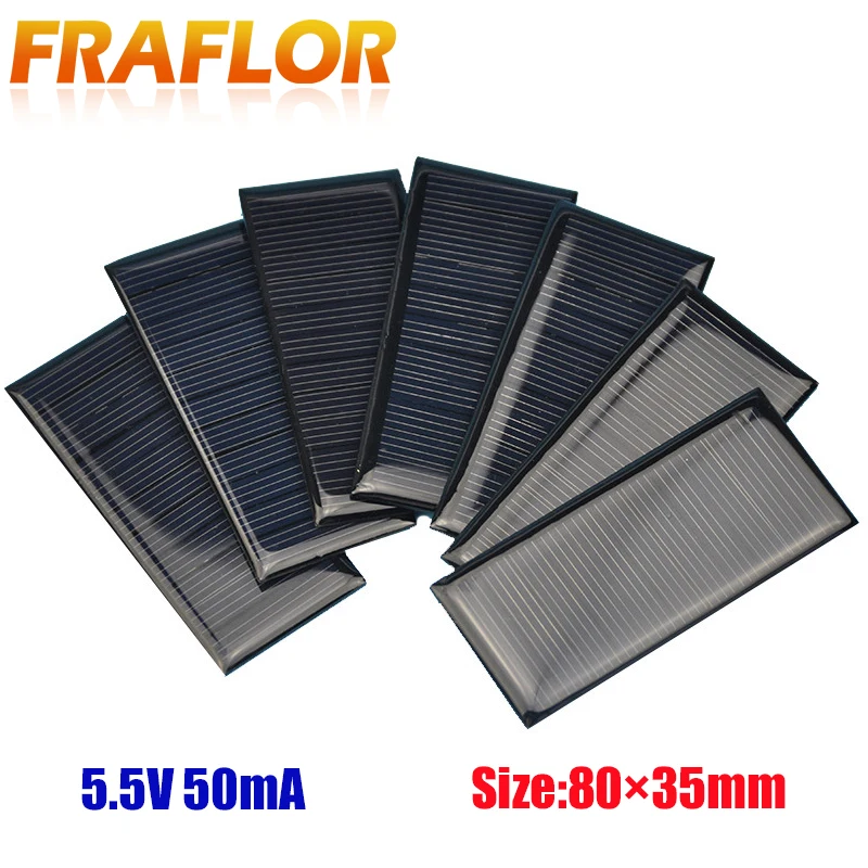 100Pcs Small Polycrystalline PET Solar Panel Cell Mini Modules 5.5V 50mA 0.275W For 3.6V Battery Charger DIY Toy | Электроника