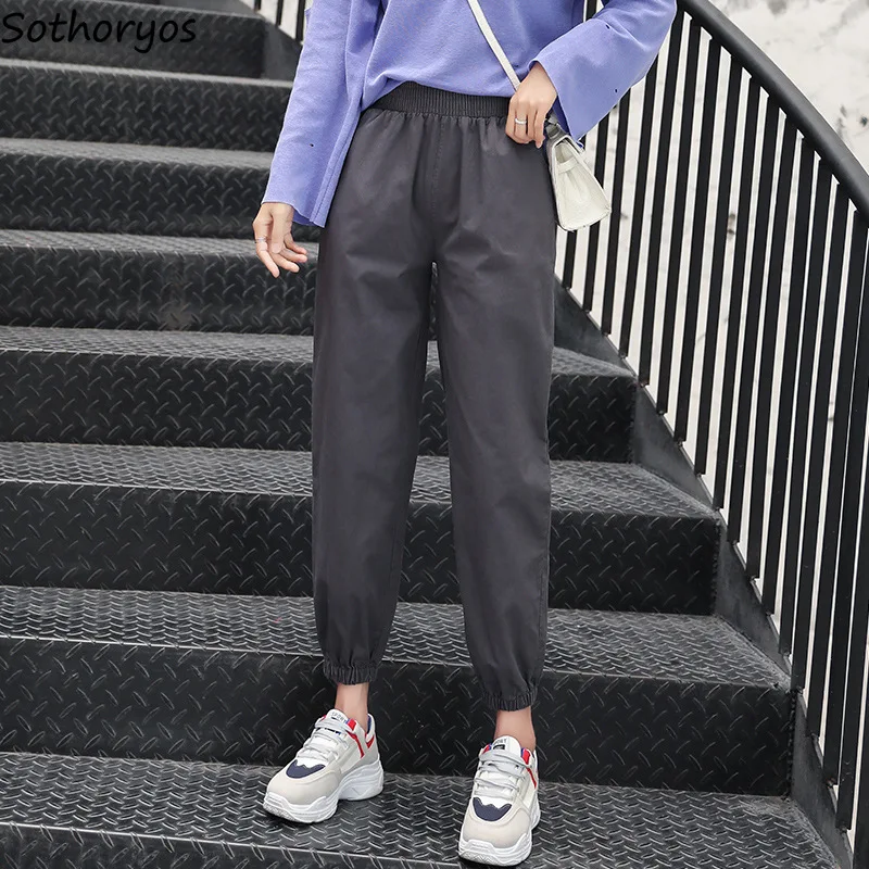 Женские брюки с высокой талией повседневные шаровары в стиле хип хоп полная