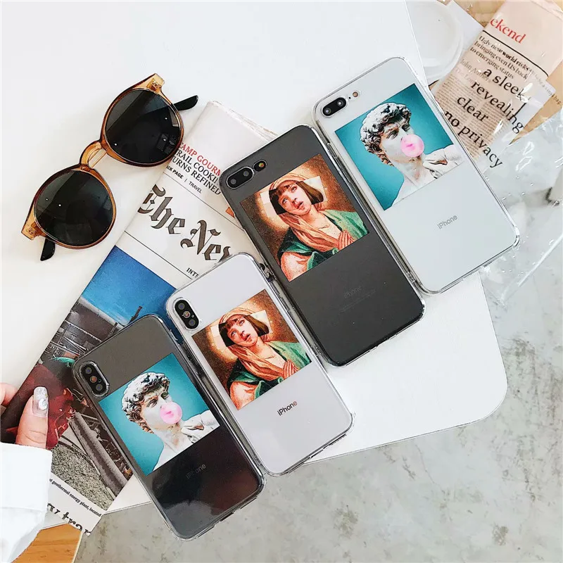 DISCASE Забавный мультфильм пара чехол для телефона iphone XS MAX XR 7 8 6 6s plus X прозрачный