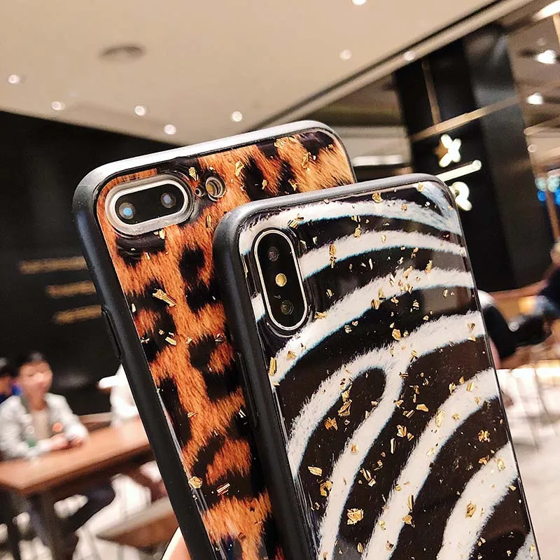 Блестящие золотистые Чехлы Kerzzil с фольгой для iPhone X XS XR Max Fashion Animal Leopard из мягкого