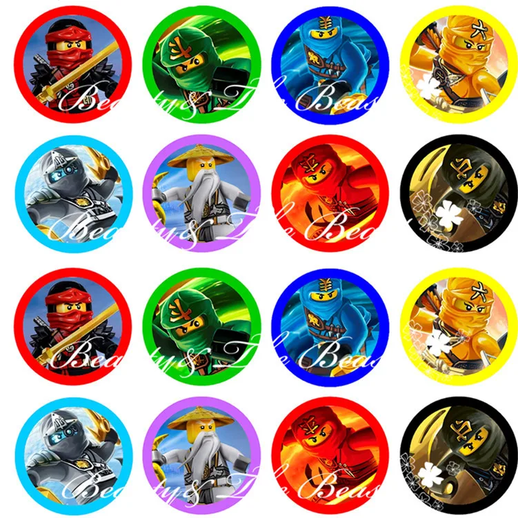 Стикеры Ninjago Cupcake Toppers украшения для дня рождения Детские наклейки этикетки для дня рождения Детские вечерние принадлежности