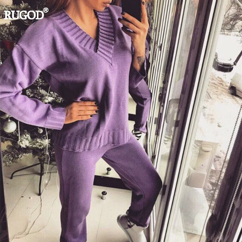 Осень зима 2021 женские хлопковые спортивные костюмы Rugod комплект из 2 предметов