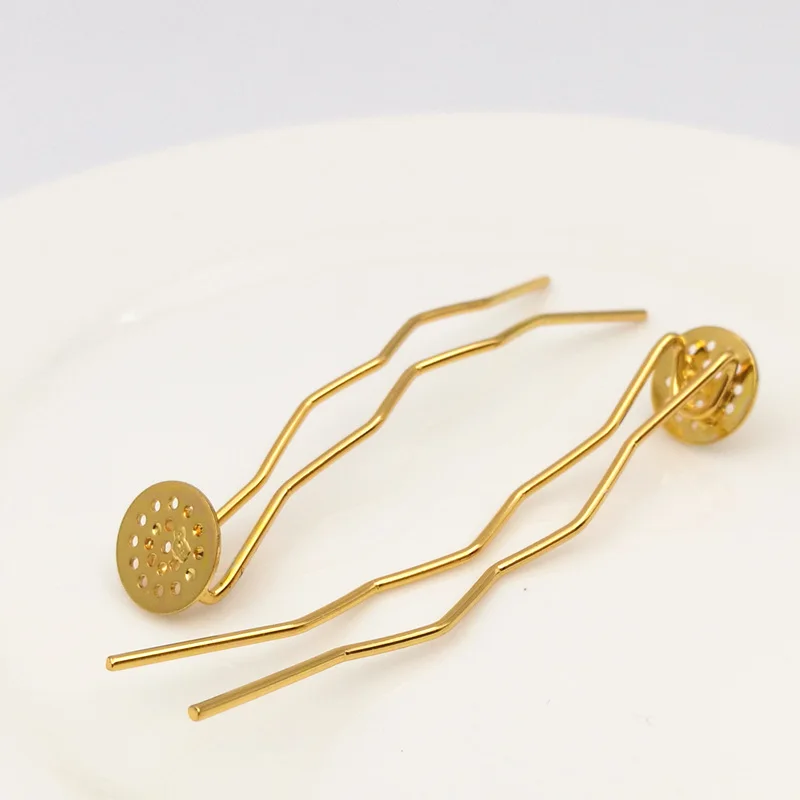 

20pcs/lot 12mm Round Cameo 2colors Copper U-shaped 7 Words HairPins DIY Hair Jewelry Settings Hair clips Accessory Findings