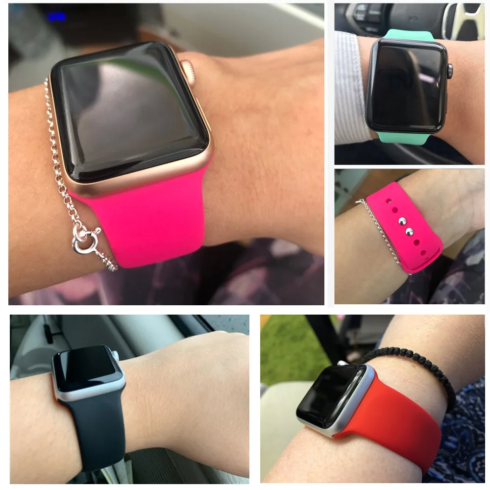 Силиконовый ремешок для Apple Watch 42 мм 38 мм iWatch 4 ремешка 44 мм 40 мм ремень для браслета ремешок для Apple watch 5 4 3 2 аксессуары
