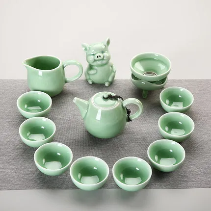 Longquan Celadon чайный набор кунг-фу домашний японский стиль простой пуэр чайный набор Современный чайник чайная чашка с крышкой чаша аксессуары для чая - Цвет: 18 Teaware Sets
