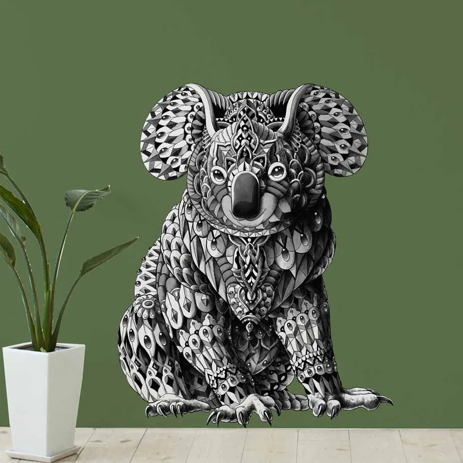 Большие милые наклейки Koala Bear в винтажном стиле с животными для гостиной сменные