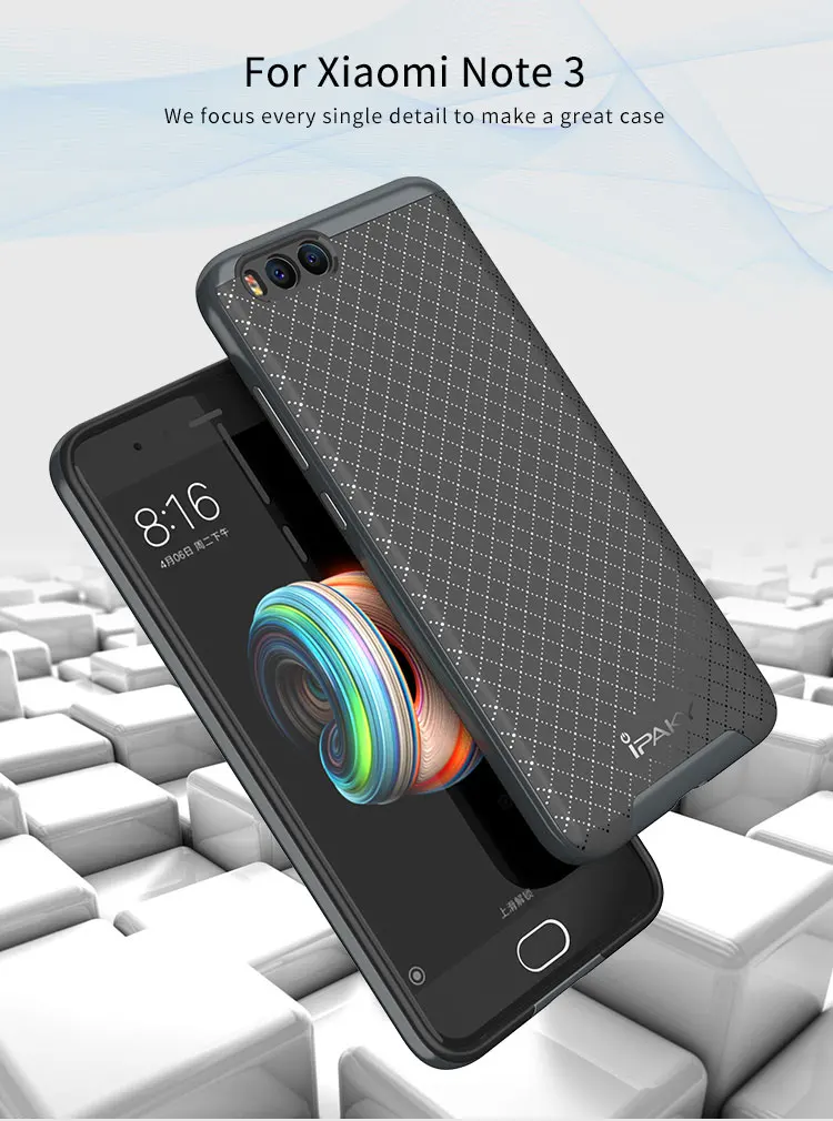 Чехол для xiaomi mi note 3, бренд iPaky, чехол для xiaomi note 3, армированная рамка из поликарбоната+ силиконовая задняя крышка для xiaomi mi note3, чехол s