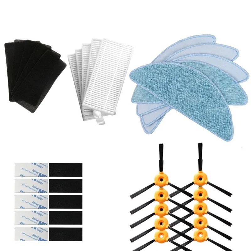 

5 * HEPA filter +10* side brush +5 * sponge +5 * mop cloth +10 * magic paste For CONGA EXCELLENCE Robotic Vacuum Cleaner Parts