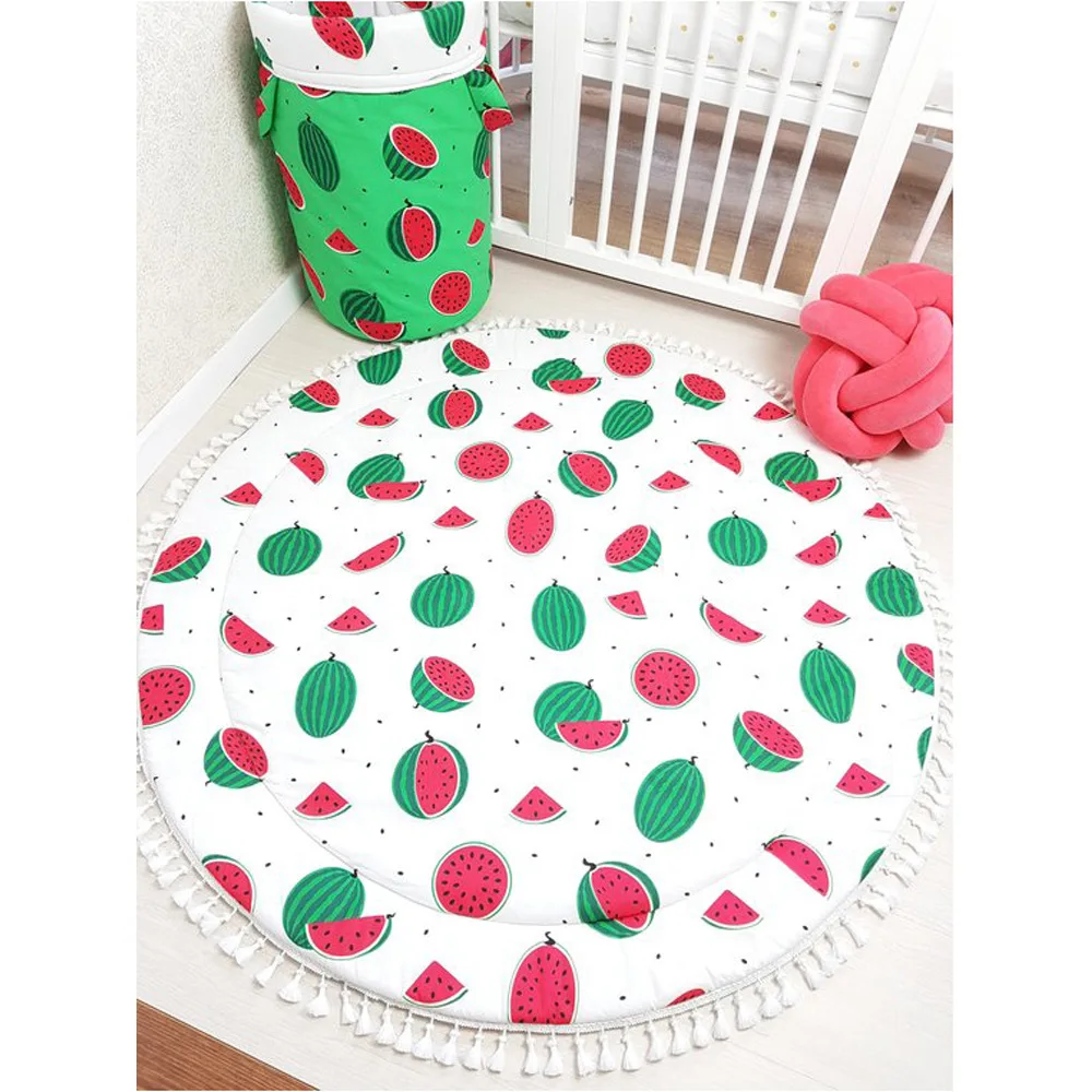 INS Watermelon Double Side Play Mats Carpet Baby Crawling Rug Pompom Kids Girls Room Decoration Rugs for Children Rooms Props | Дом и сад