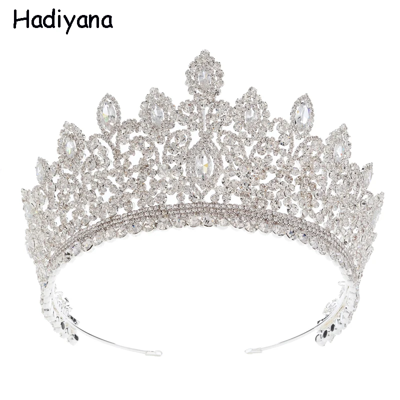 Hadiyana Fashion Plant Queen Crown For Women Girl Diadem Wedding Hair Accessories Cubic Zirconia Crown Jewelry Gift HG6093