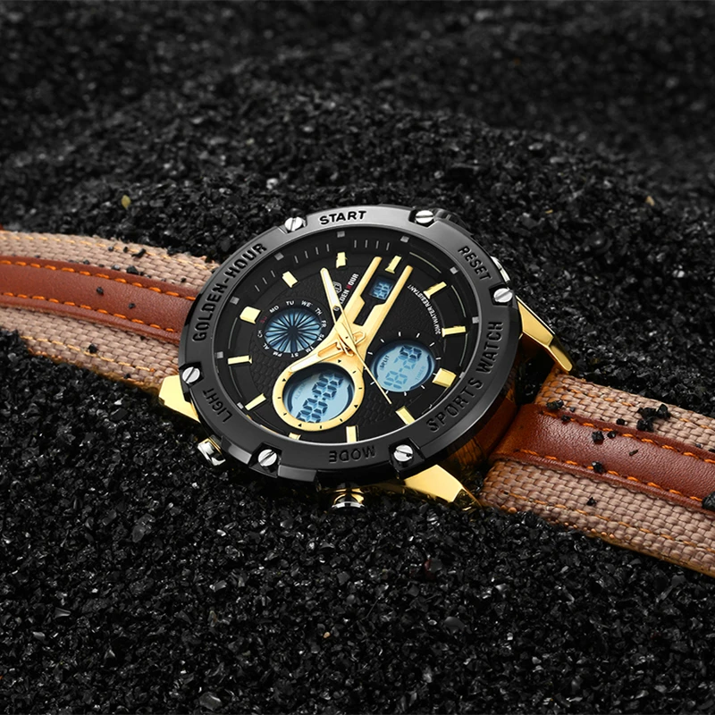 Часы мужские кварцевые с кожаным ремешком хронографом | Наручные часы
