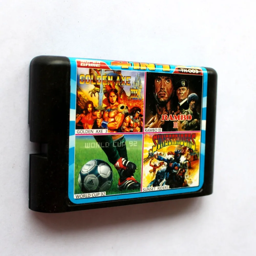 4в1 Золотой топор 3 + Rambo III чемпионат мира 92 закат Riders 16 бит SEGA MD игровая карта для Sega