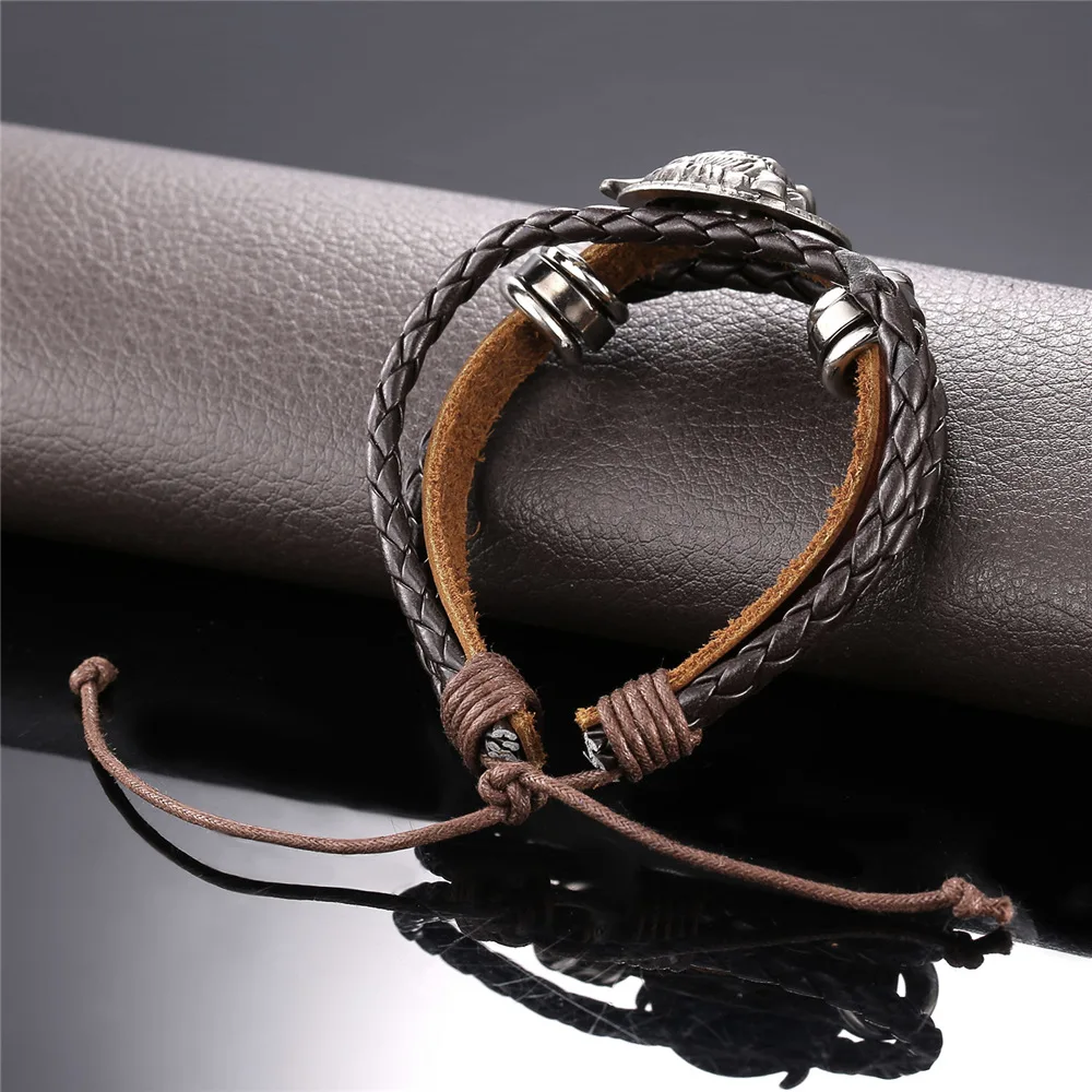Кожаный браслет мужские ювелирные изделия оптом коричневый/черный 2016 Новый