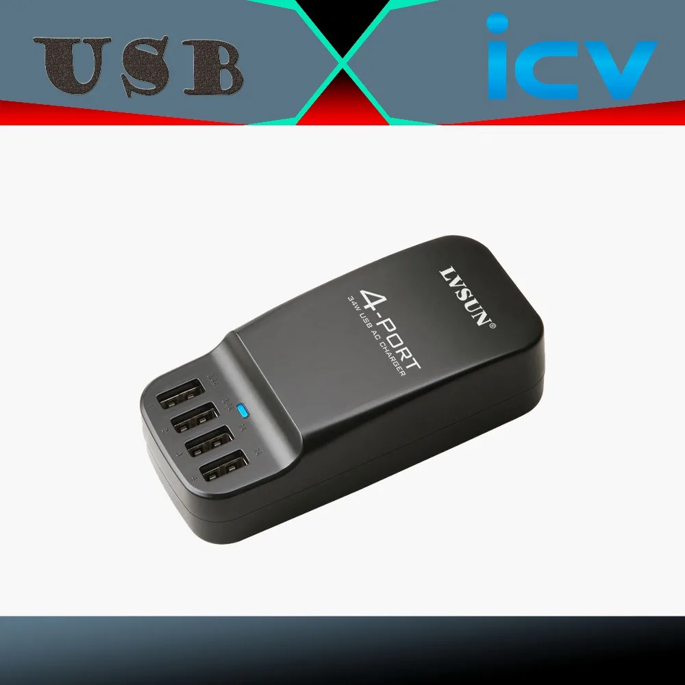 Дорожное настольное настенное зарядное устройство icv 34 Вт 6 8a с 4 USB-портами для iPhone