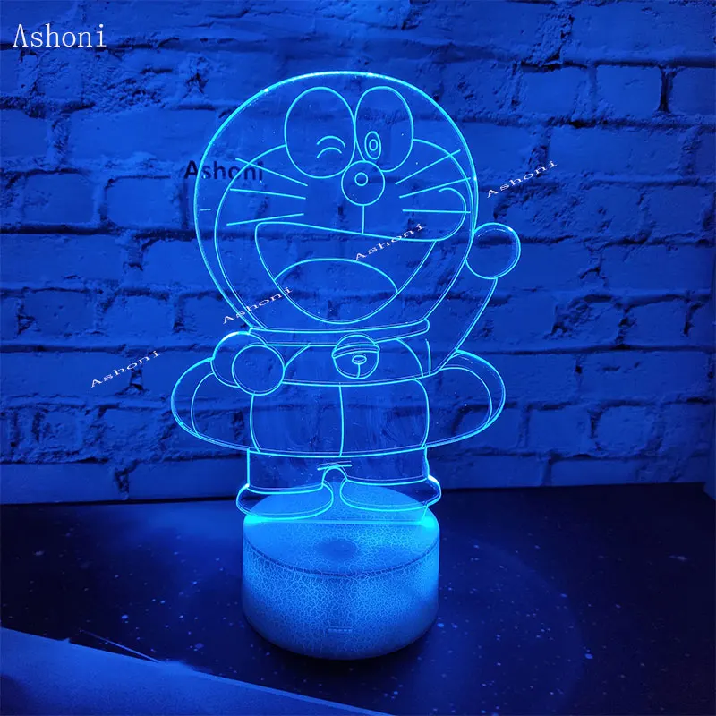 Doraemon 3D Акриловый светодиодный ночник сенсорный выключатель настольная лампа