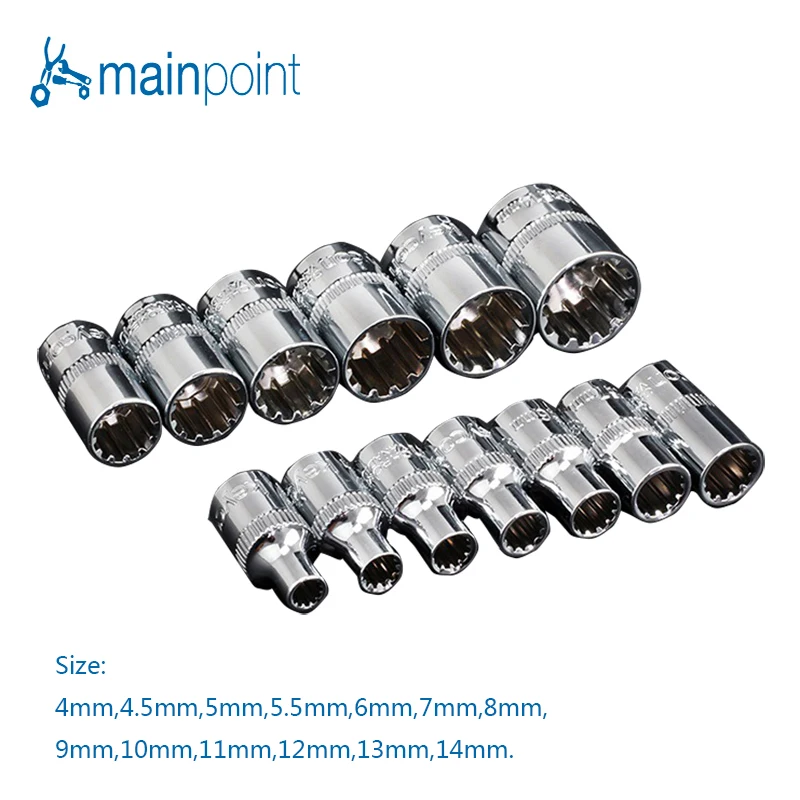 Mainpoint 13 шт. 12 й точка гаечный ключ Наборы торцевых головок 1/4 &quot(6 3 мм) Комбинации