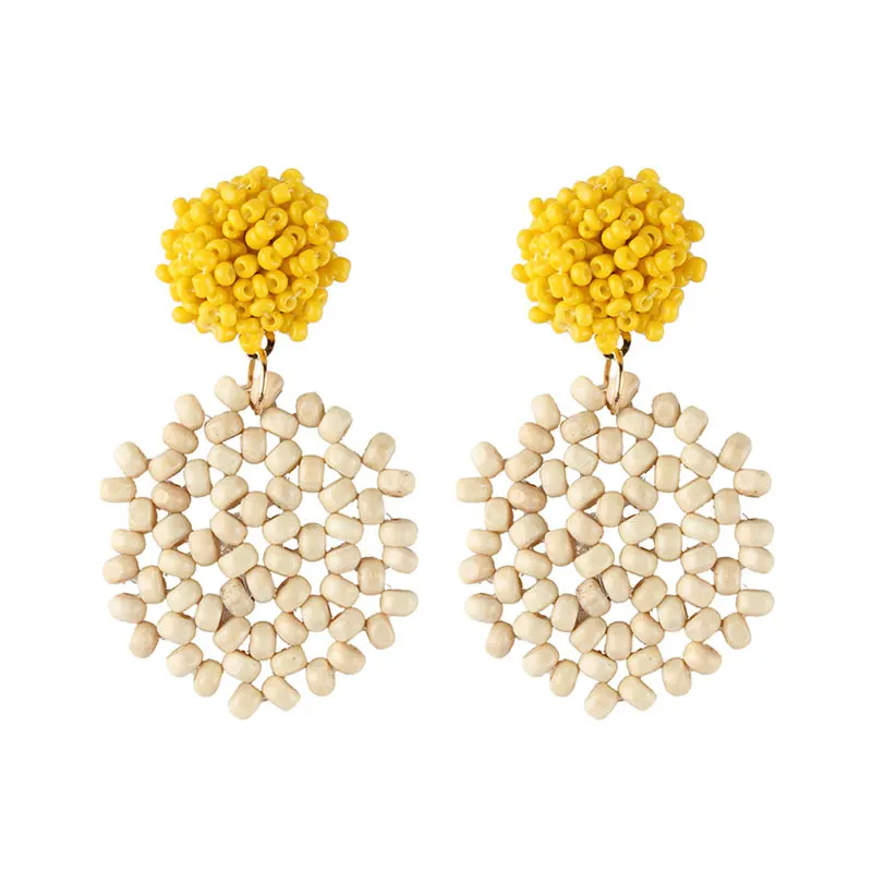 Earrings 18 Лучшие женские серьги-капли из желтой смолы, Украшенные бусинами, для женщин, свадебный подарок, Этнические украшения, богемные серьги с кисточками, вечерние серьги, бижутерия - Окраска металла: Earrings 18
