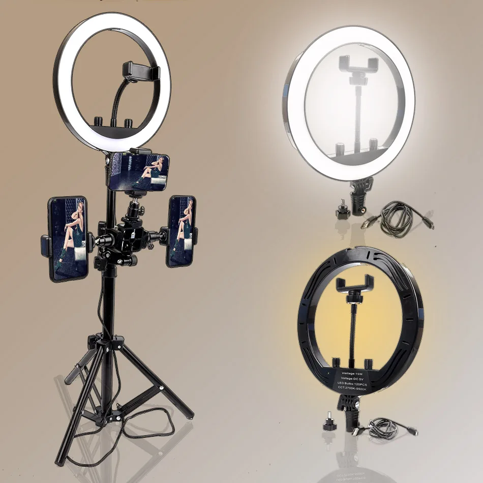 

26cm Dimmable LED Selfie Ring Light Studio Photography Photo Fill Ring Lamp with Tripod for Youtobe Smartphone Makeup Video Live