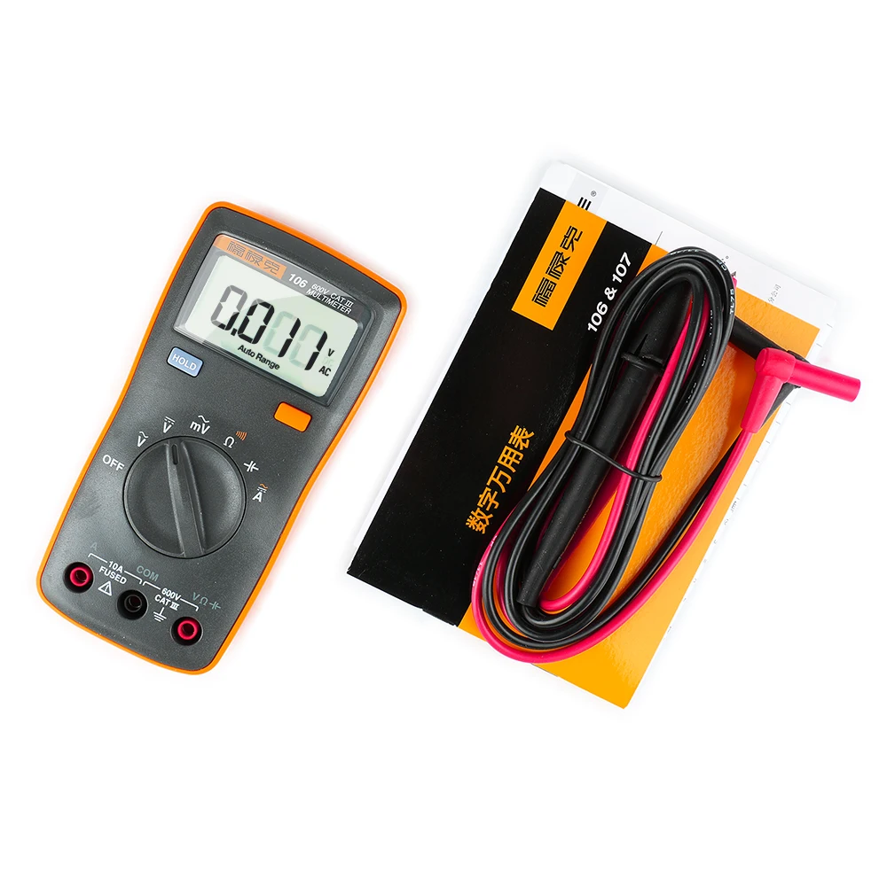 Fluke106 AC/DC Цифровой мультиметр напряжения тока с Ом, емкость, проверка непрерывности для основного электрического устранения неисправностей