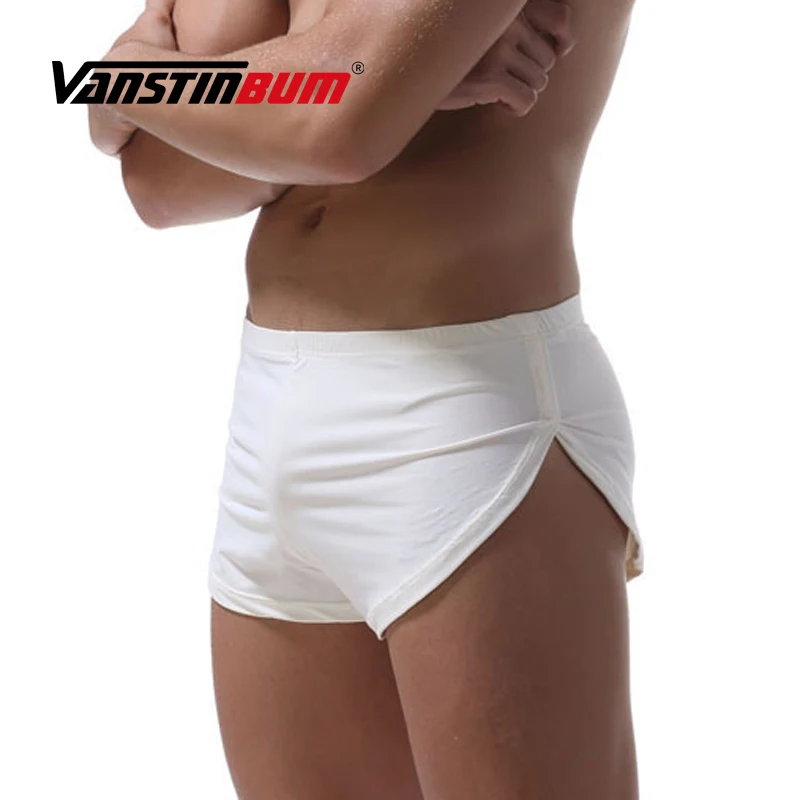 VANSTINBUM Нижнее Белье для сна, сексуальное мужское нижнее белье с разрезом по бокам, спальные мужские трусы, шорты из шелка, повседневные мужские пижамы, мужские брюки