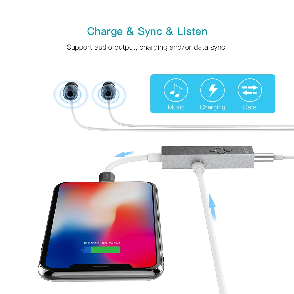Dodocool MFi Lightning 2 в 1 с 3 5 мм разъем для наушников кабель адаптером зарядного